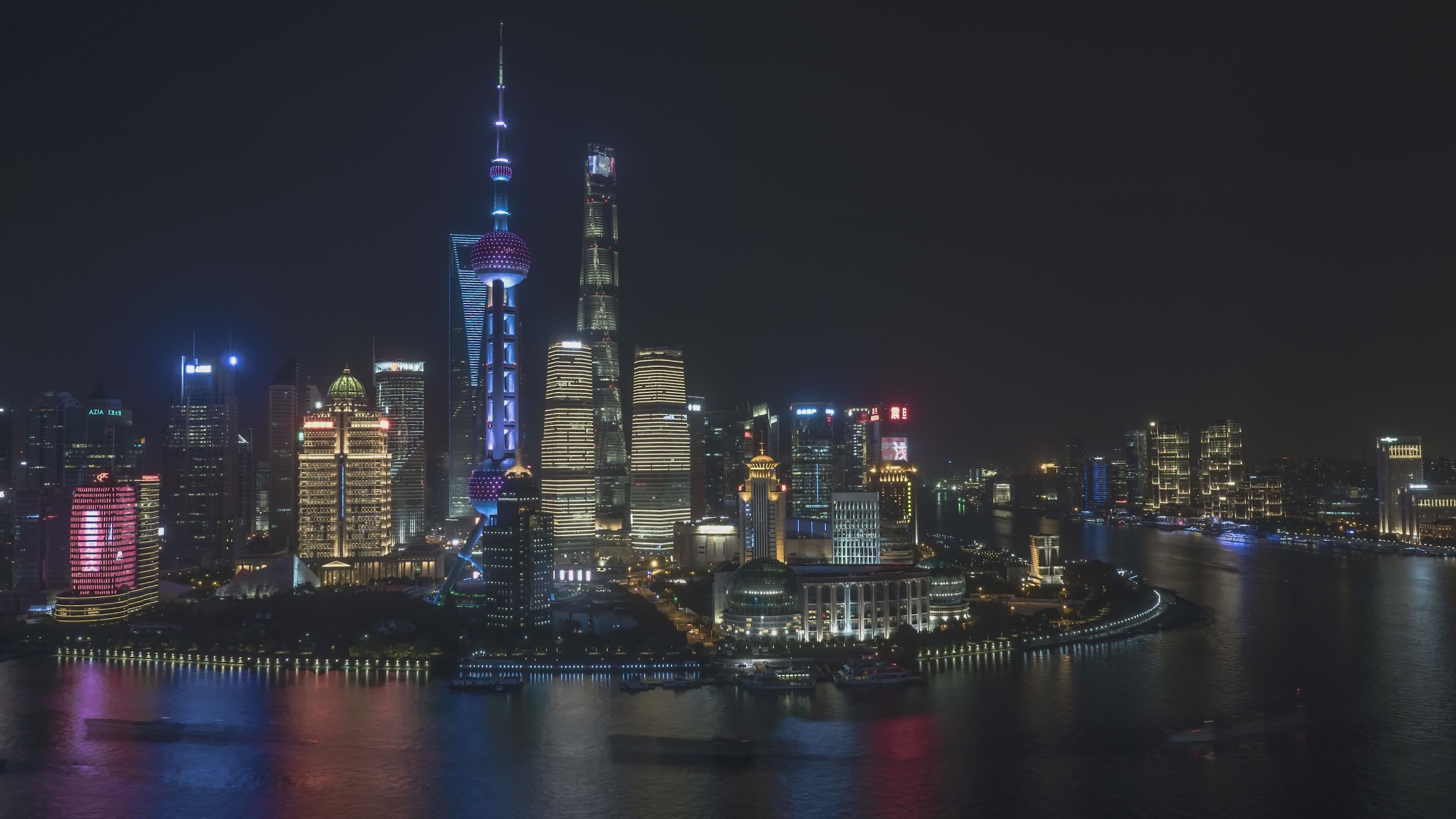 上海城市天际线的迷人夜景 · 免费素材视频