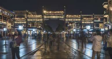 vibrant nightlife on bustling chinese street
