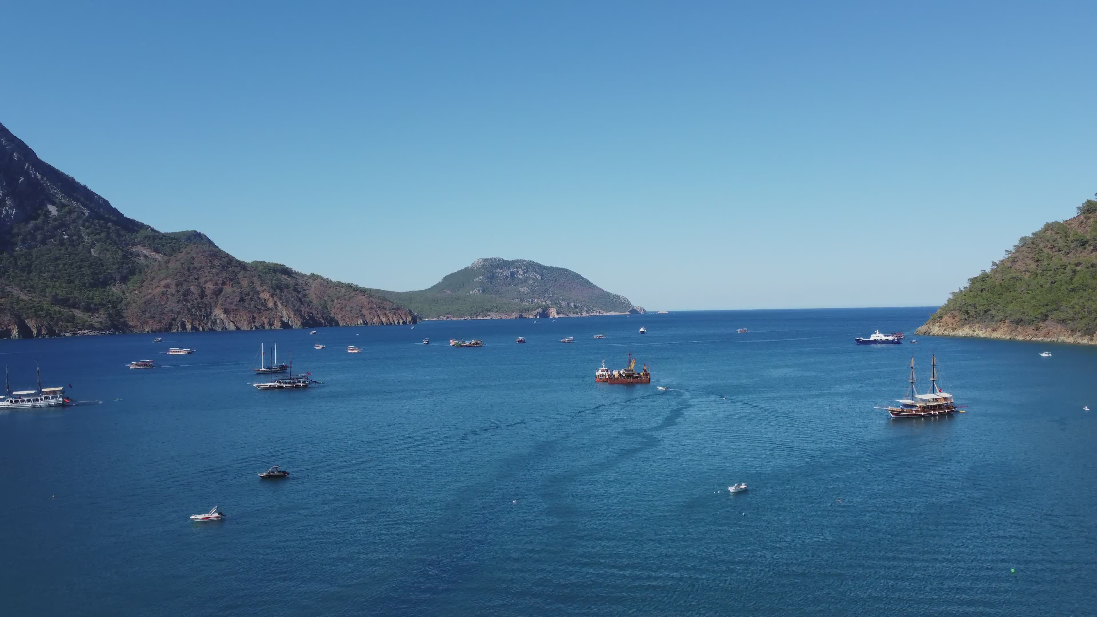 Stunning Aerial View of Boats in Blue Sea Free Stock Video Footage ...