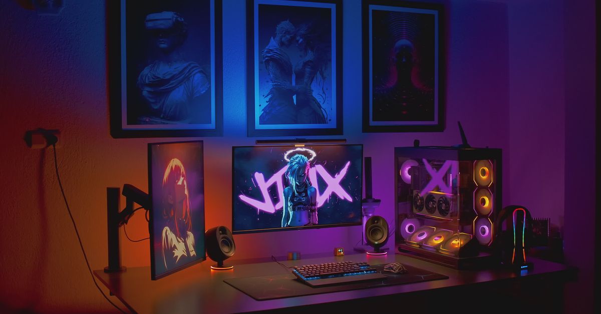 Comp Cs Setup Vibrant Gaming Setup with RGB Lighting Free Stock Video Footage ...