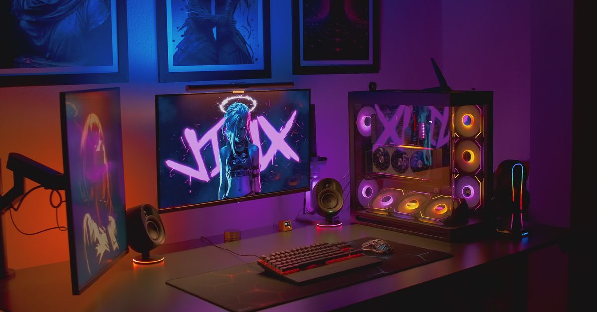 Cs Pc Setup Stylish Gaming Setup with RGB Lighting Free Stock Video Footage ...