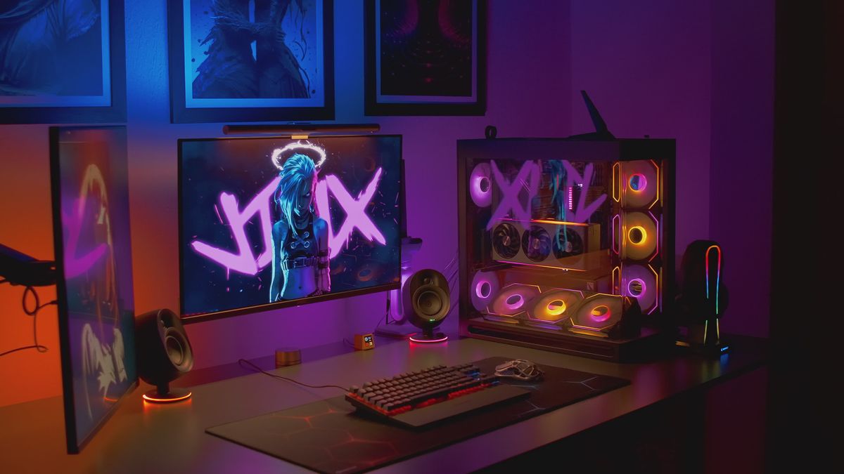 Stylish Gaming Setup with RGB Lighting Free Stock Video Footage ...