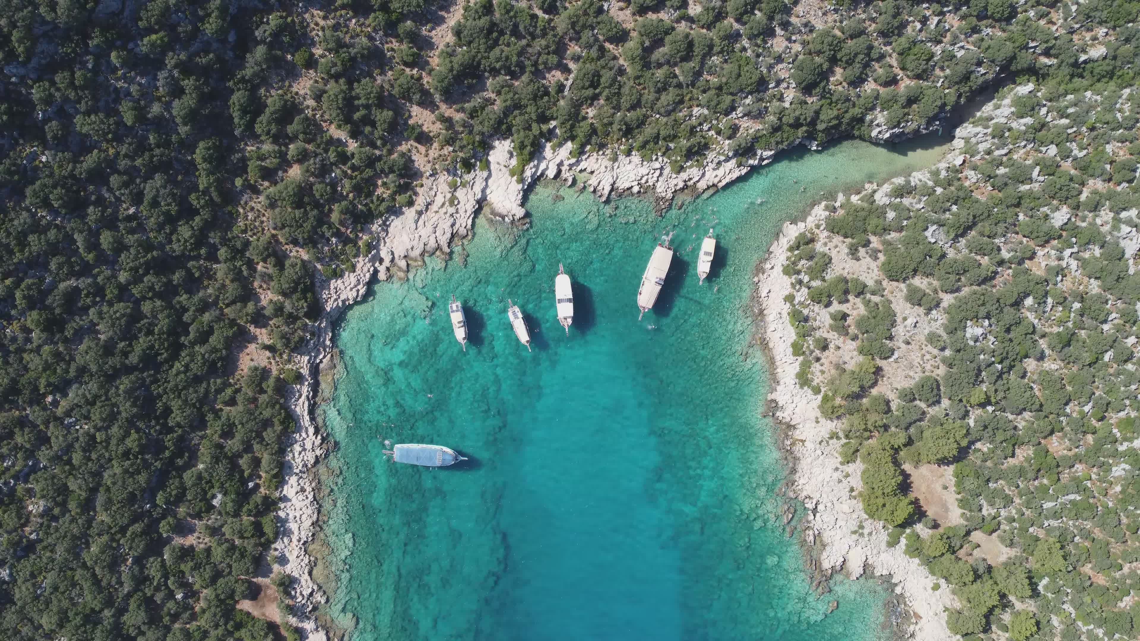 Scenic Aerial View of Boats in Turkish Cove Free Stock Video Footage ...