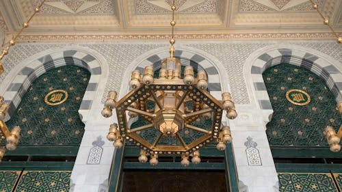 A Crowd Of People In Attendance For Worship In A Mosque