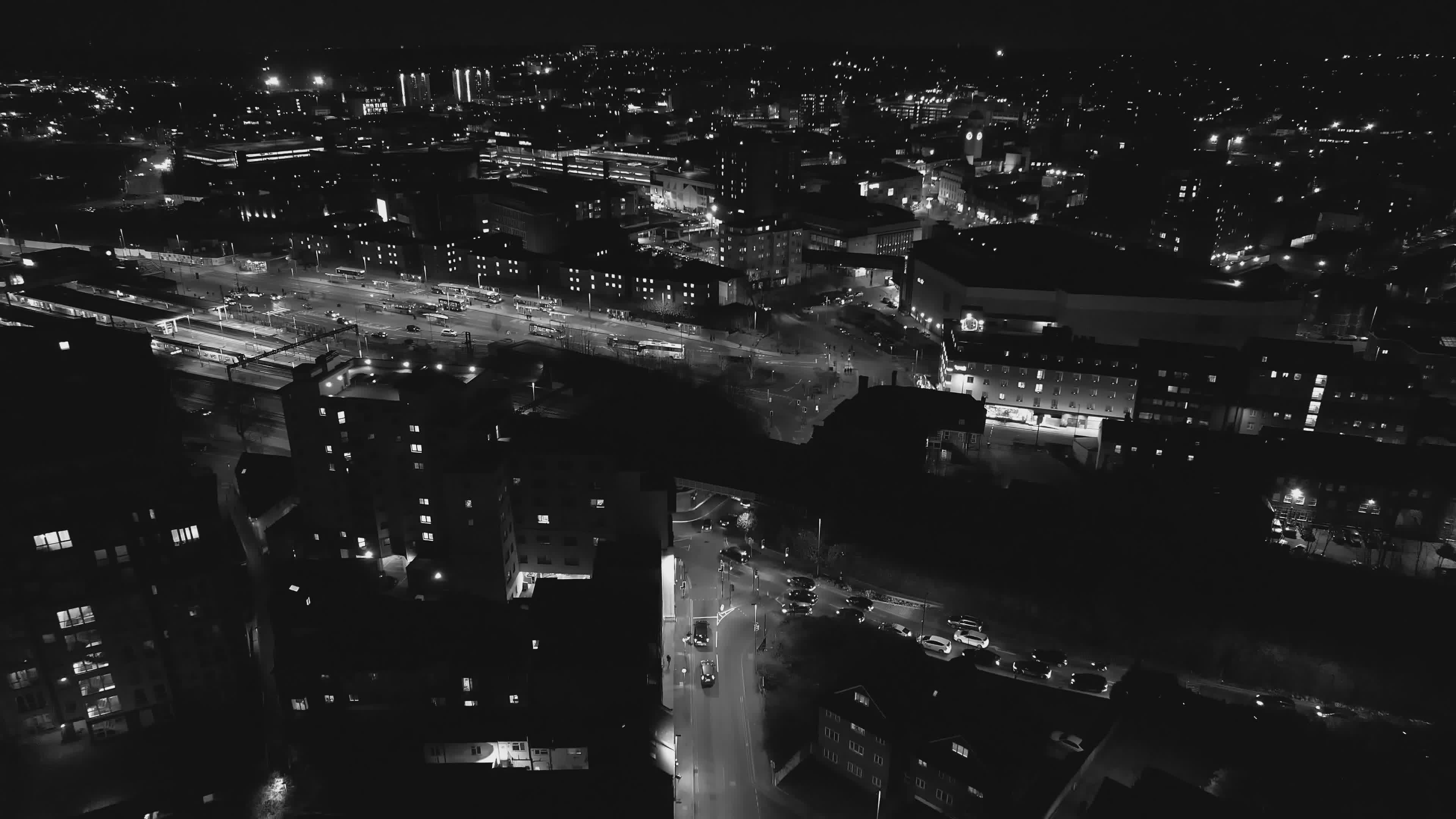 aerial night view of city lights in black and white 33109847 — free pexels stock footage