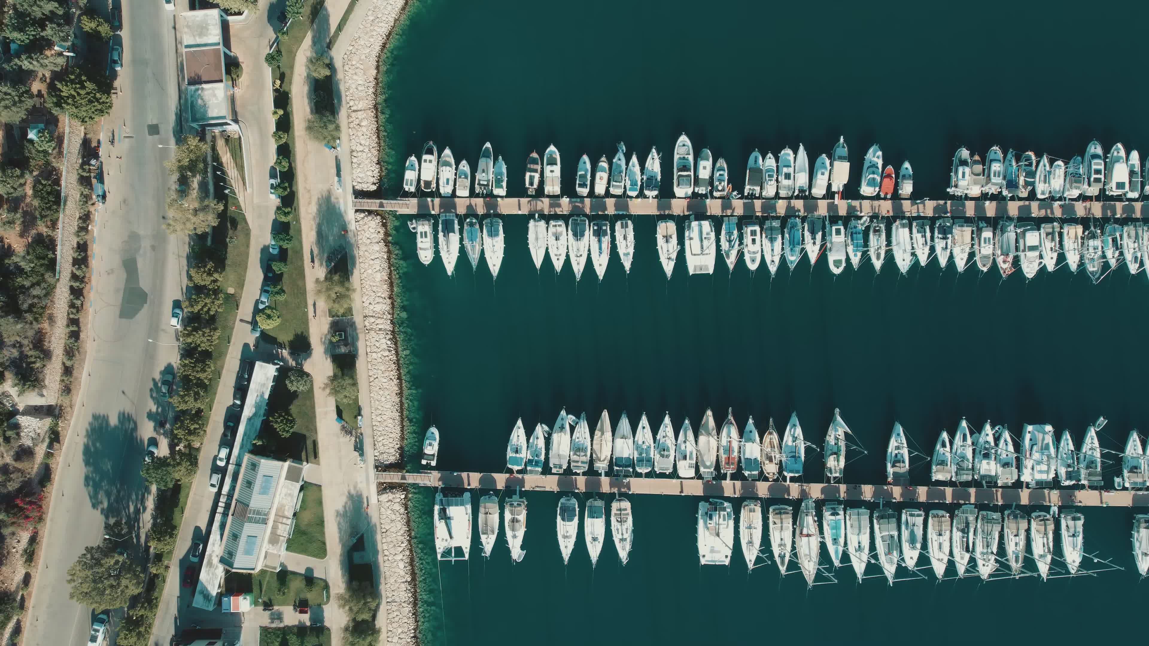 Aerial View of Marina with Docked Boats Free Stock Video Footage ...