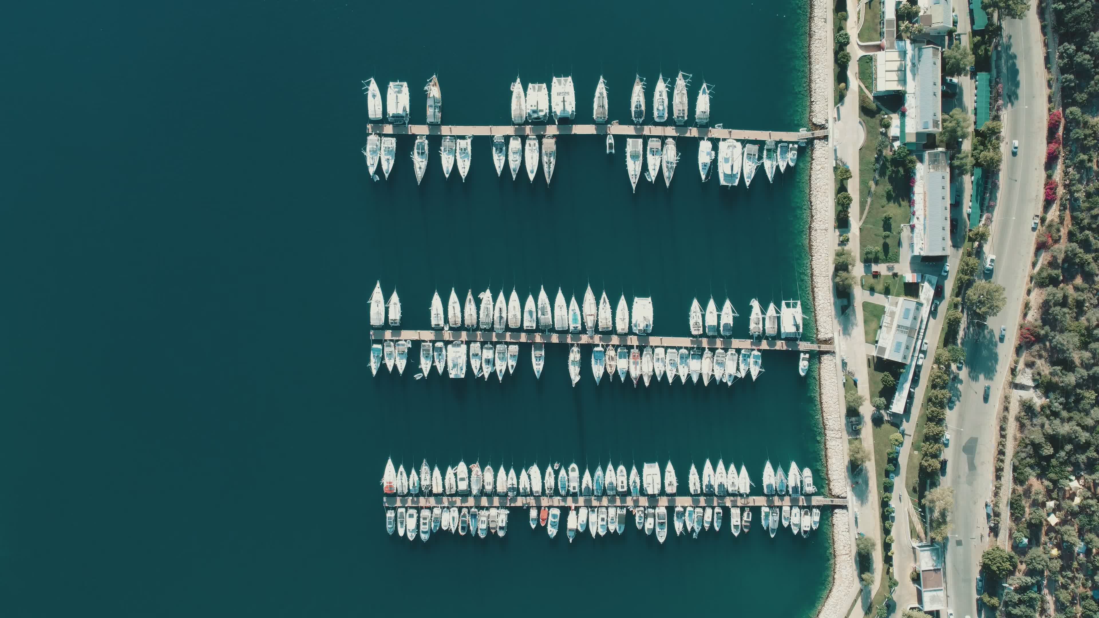 Aerial View of Marina with Docked Boats Free Stock Video Footage ...