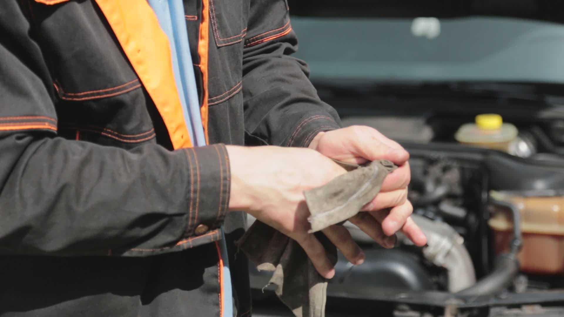 Mechanic Cleaning Hands After Car Repair Free Stock Video Footage ...