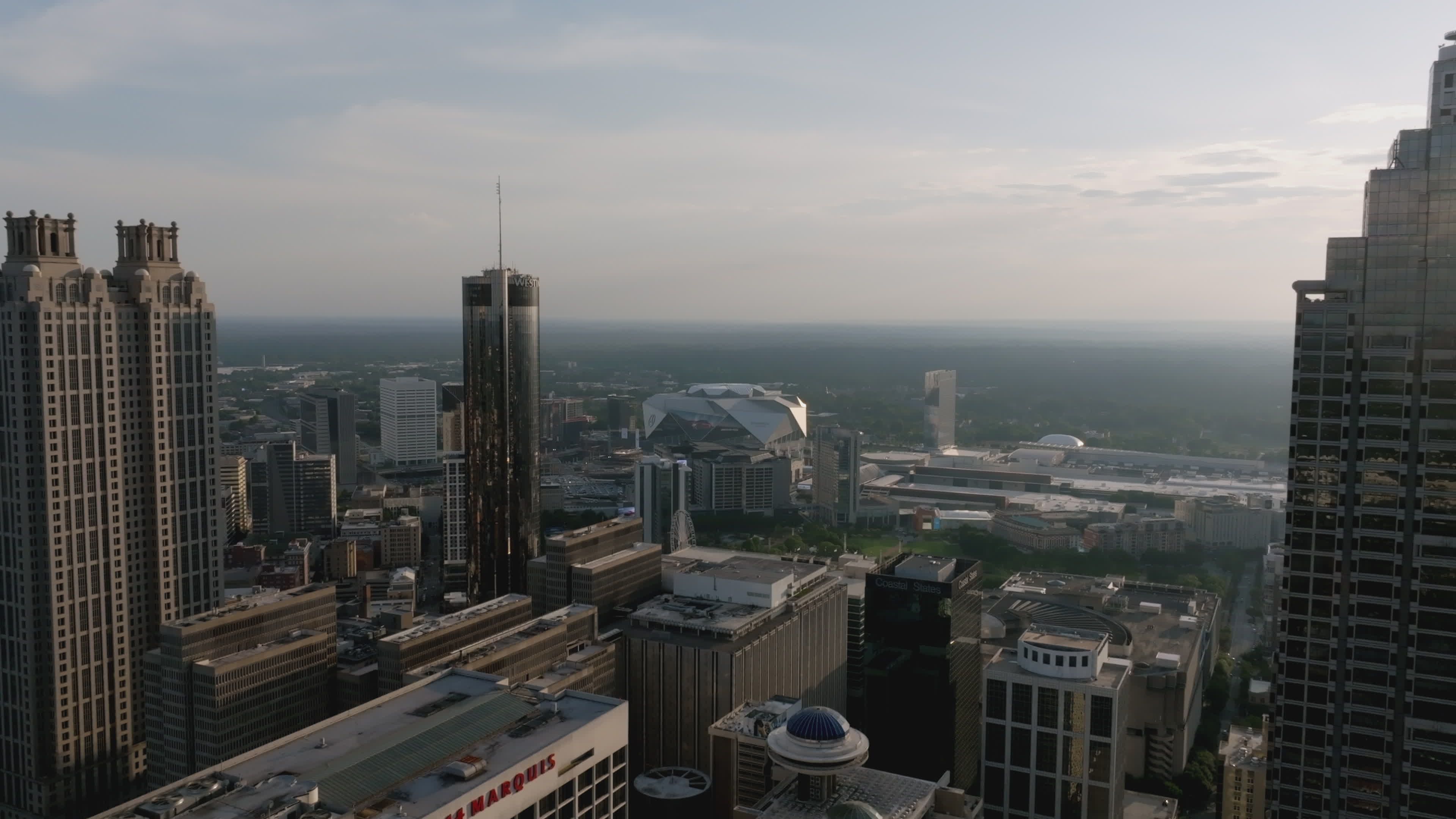 Stunning Aerial View of Atlanta Skyline at Dusk Free Stock Video ...