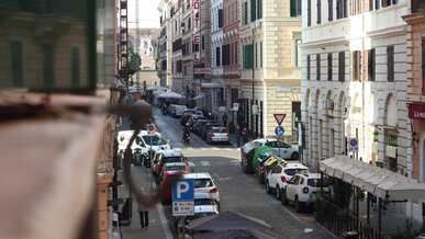 scenic rome street view with italian architecture