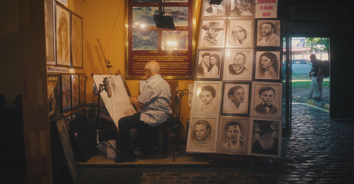 Local Artist Night Street Artist Sketching Portraits at Night Free Stock Video Footage ...