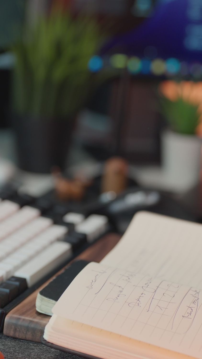 Notepad Video Efficient Workspace with Notepad and Keyboard Free Stock Video Footage ...