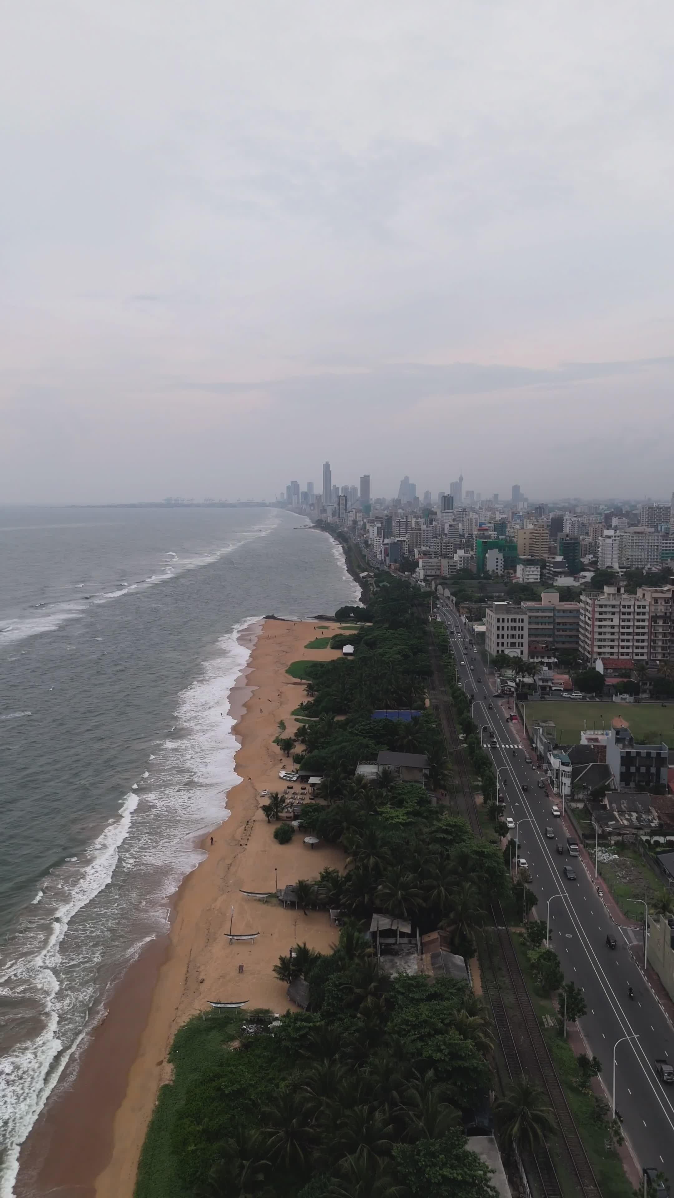 Aerial View of Colombo Beachfront at Dusk Free Stock Video Footage ...