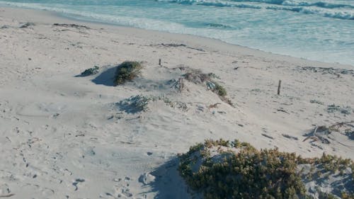 Drohnen Filmmaterial Eines Strandes Mit Blick Auf Einen Berg