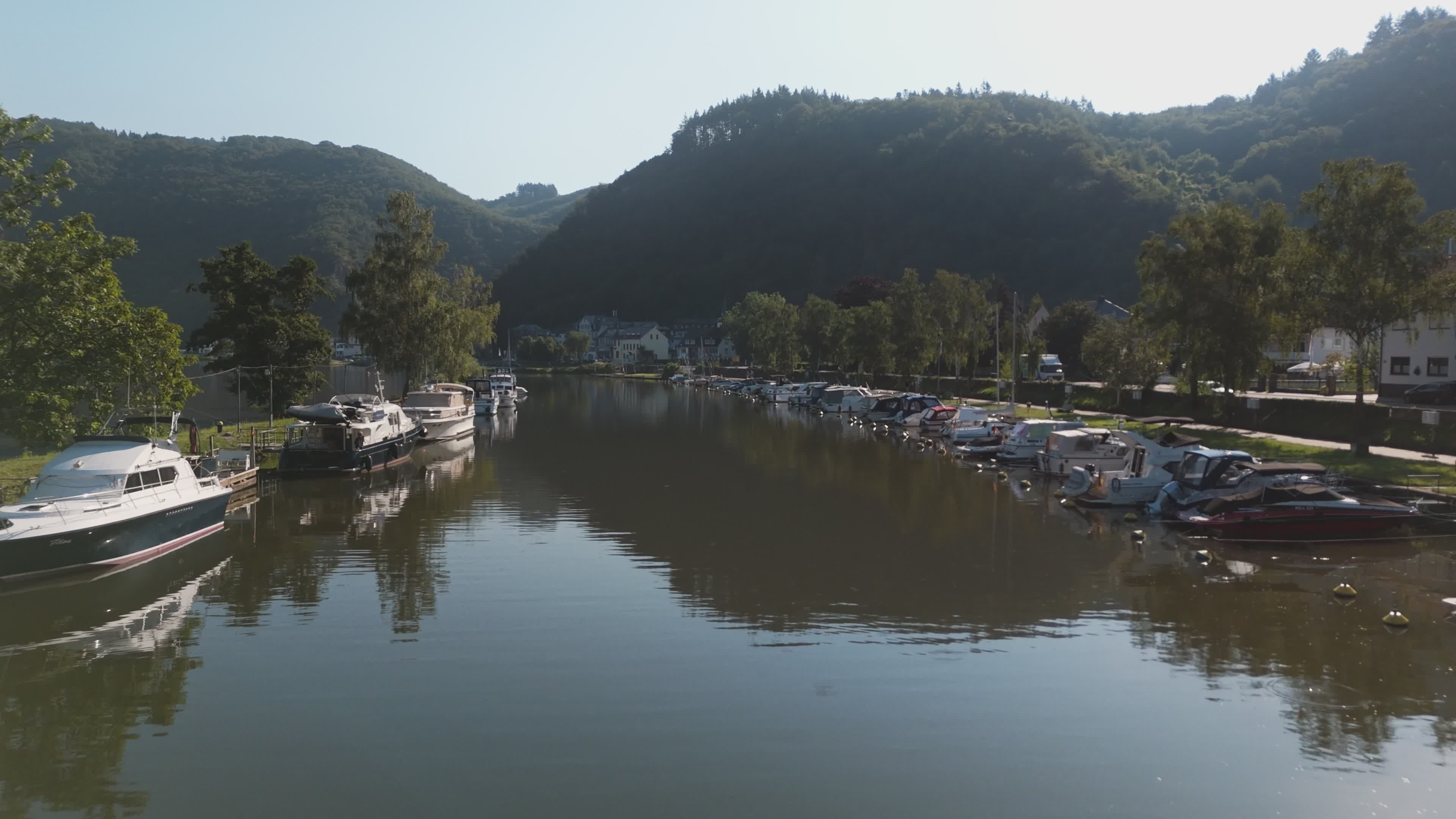 Scenic Aerial View of Riverside Marina Free Stock Video Footage ...
