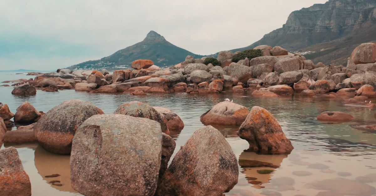 South African Rocks Boulders Of Rock Lying Along The Coastline Of The Sea In Cape Town ...