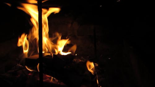 A Burning Fire Woods Used In Cooking