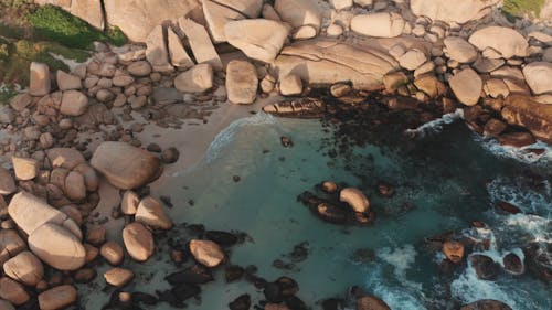 Drone Footage Of Big Rocks On The Seashore