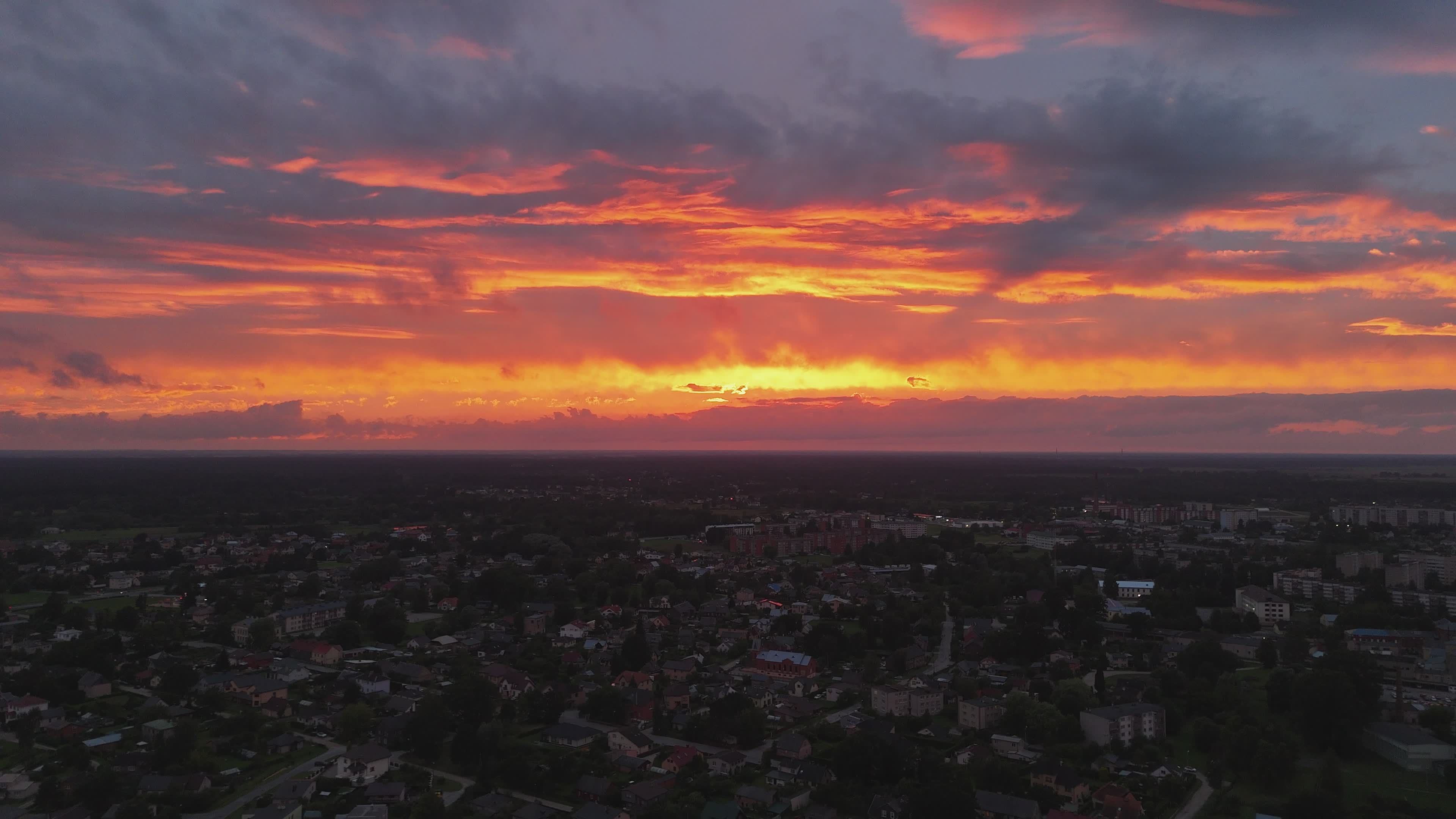 Stunning Aerial Sunset Over Cityscape Free Stock Video Footage, Royalty ...