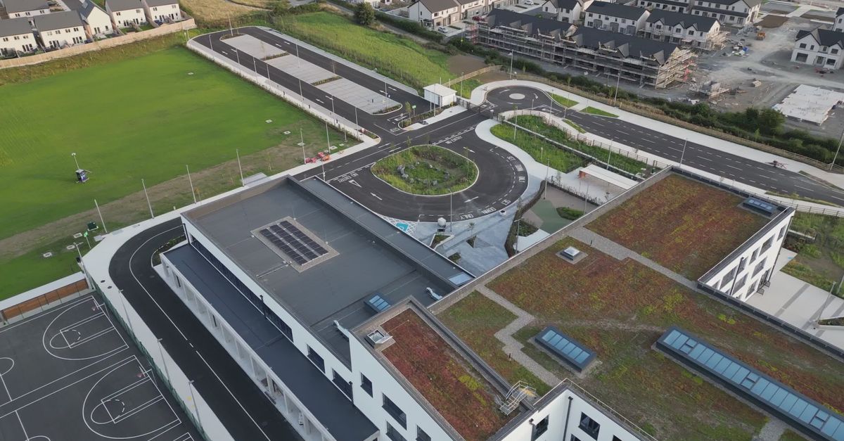 Aerial View of Kilkenny High School Campus Free Stock Video Footage