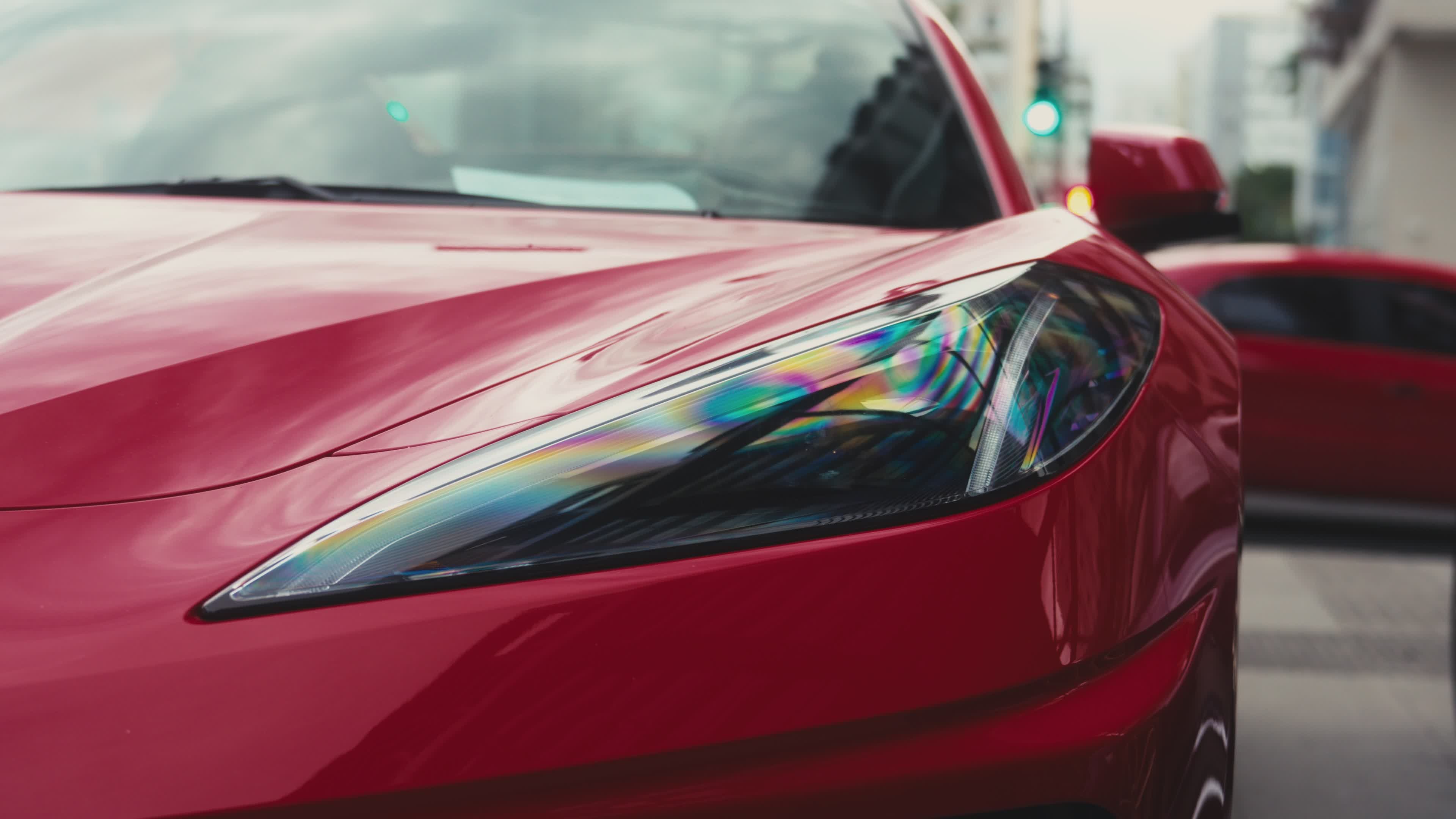 Sleek Red Sports Car Front View in City Setting Free Stock Video ...