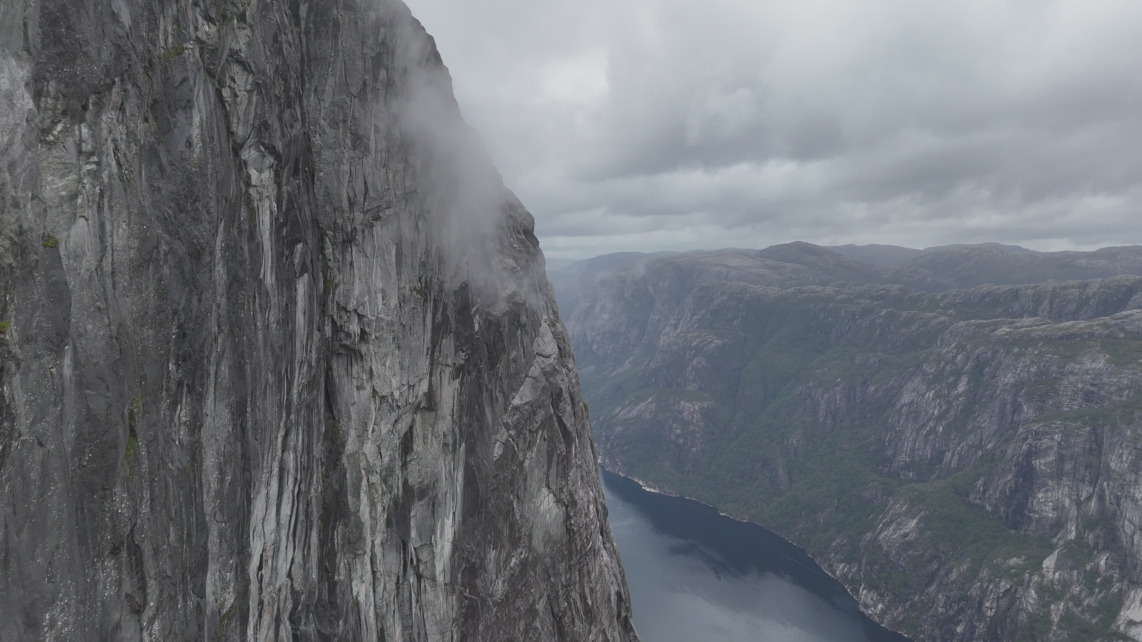 Majestic Nordic Fjord from Steep Cliff Edge Free Stock Video Footage ...