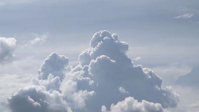 Dynamic Aerial View of Fluffy Clouds in Blue Sky Free Stock Video ...