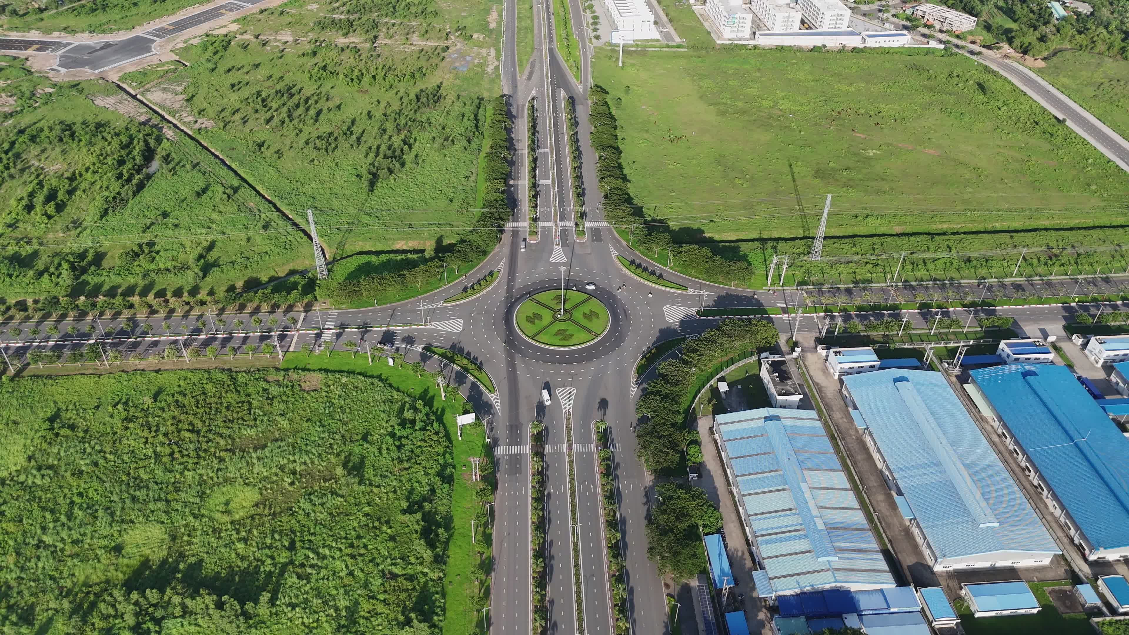 Aerial View of Industrial Park Intersection Free Stock Video Footage ...
