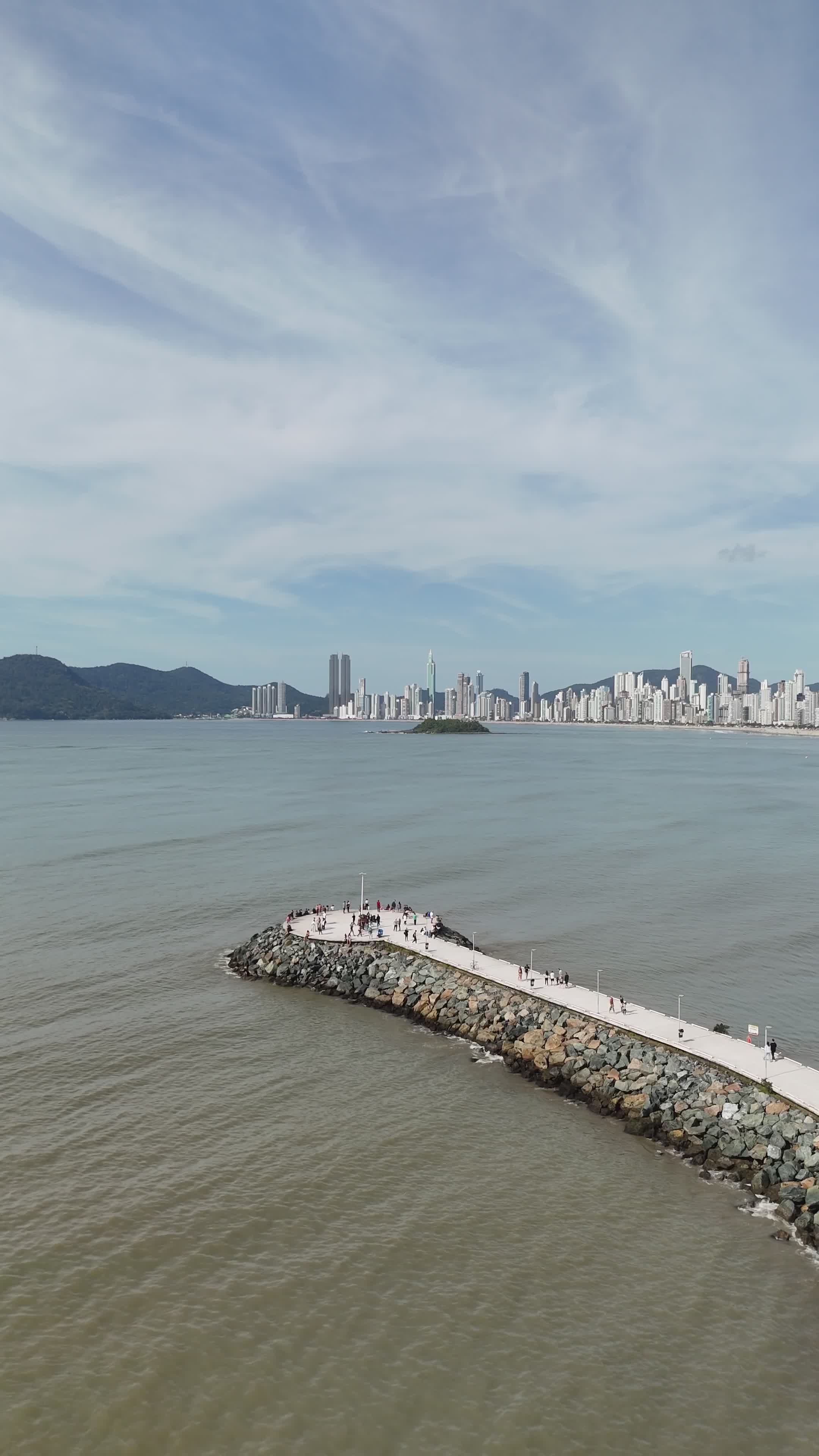 Scenic Aerial View of Coastal City Skyline Free Stock Video Footage ...