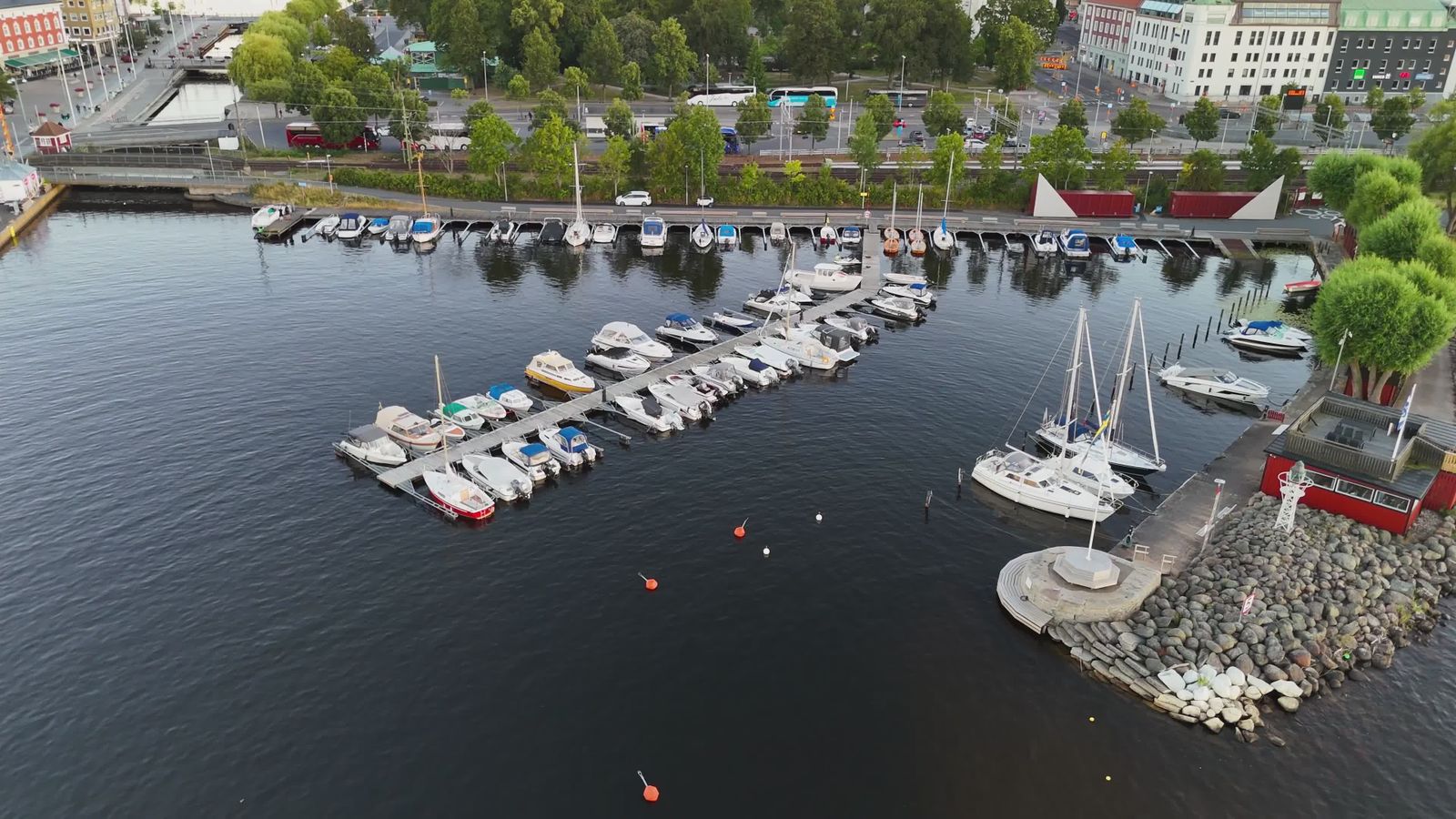 Aerial View of Busy Marina with Docked Boats Free Stock Video Footage ...