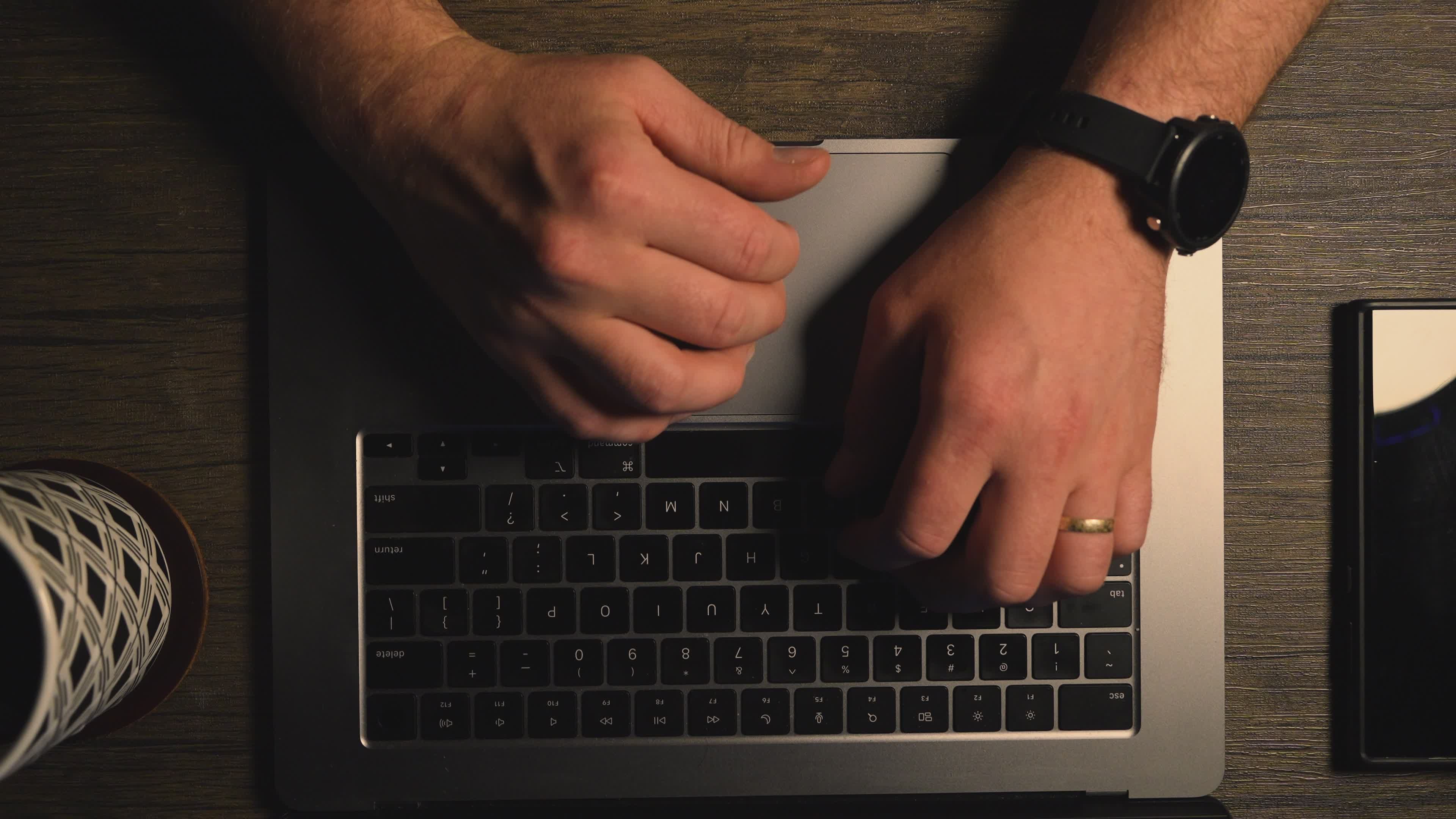 Overhead View of Man Typing on Laptop Free Stock Video Footage, Royalty ...