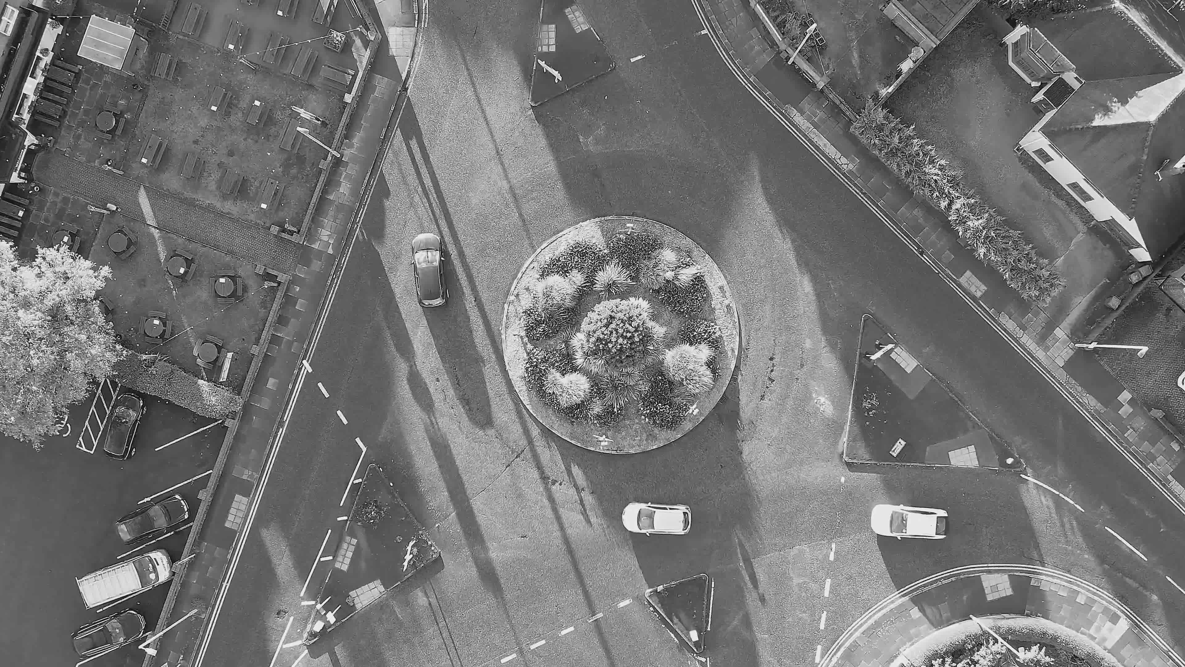 Aerial View of Urban Roundabout Traffic Scene Free Stock Video Footage ...