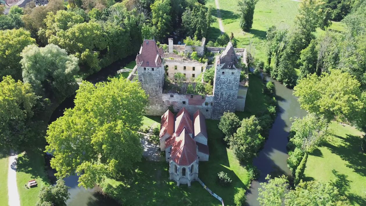 Stunning Aerial View of Pottendorf Castle in Austria Free Stock Video ...