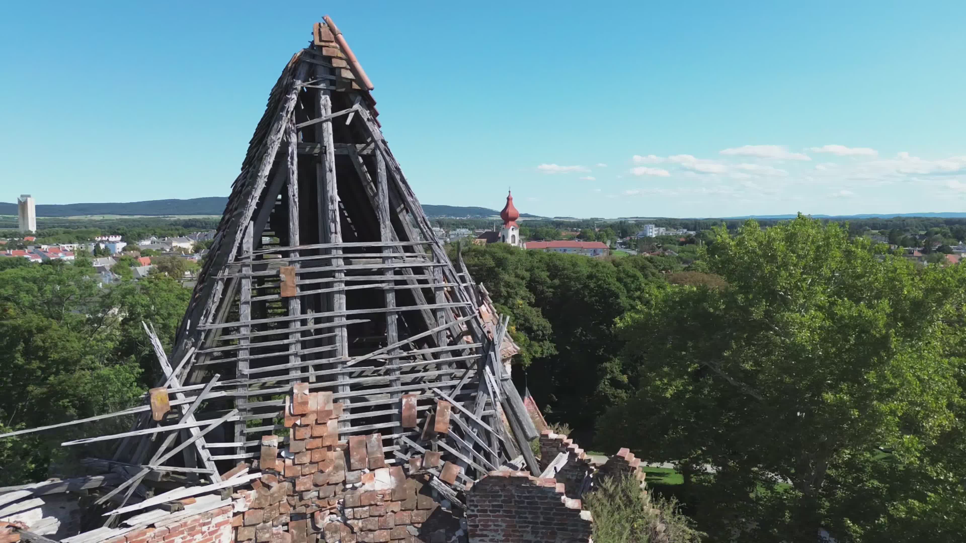 Aerial View of Ruins in Historic Pottendorf Free Stock Video Footage ...
