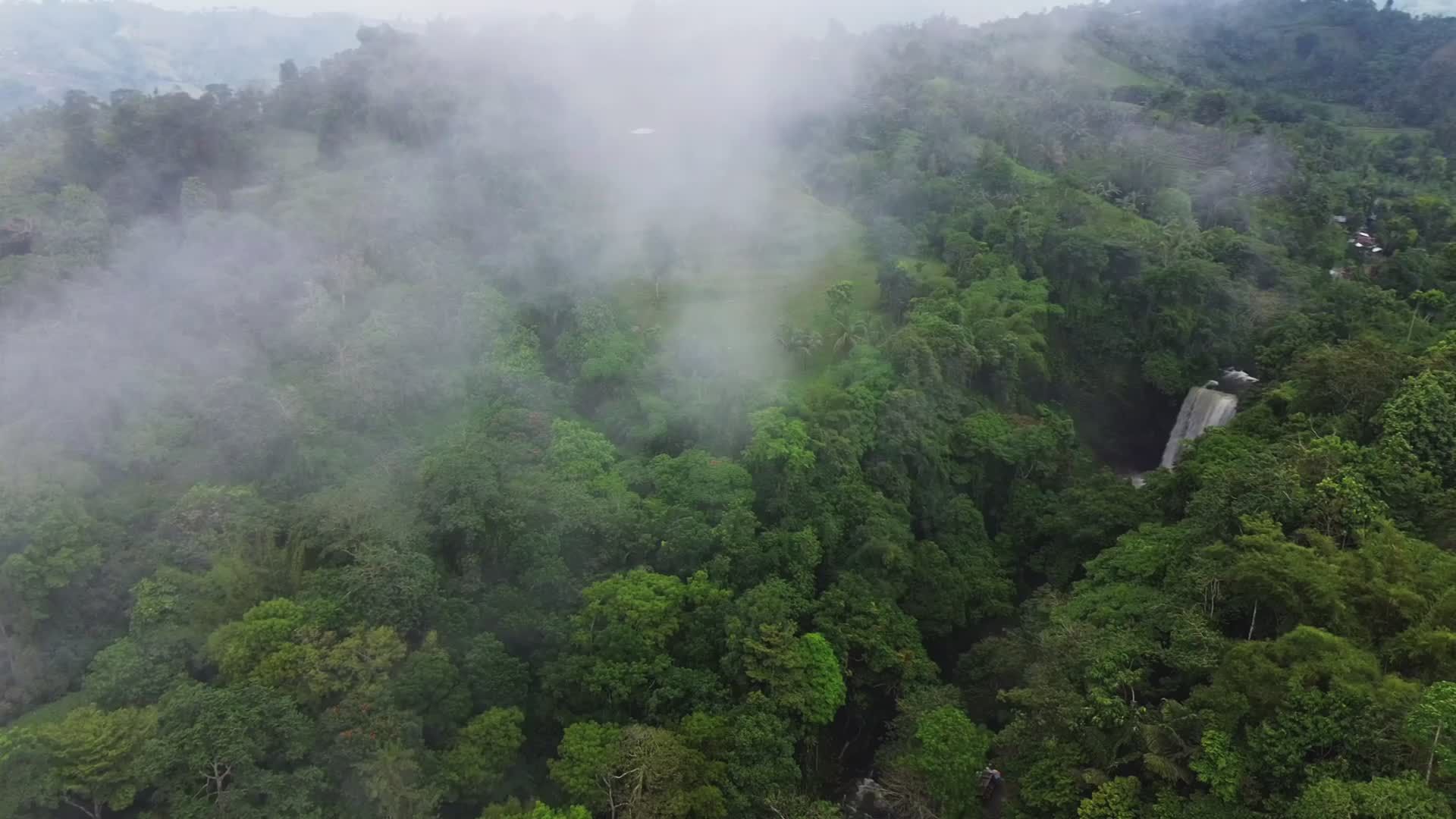 Aerial View of Misty Forest Waterfall Free Stock Video Footage, Royalty ...