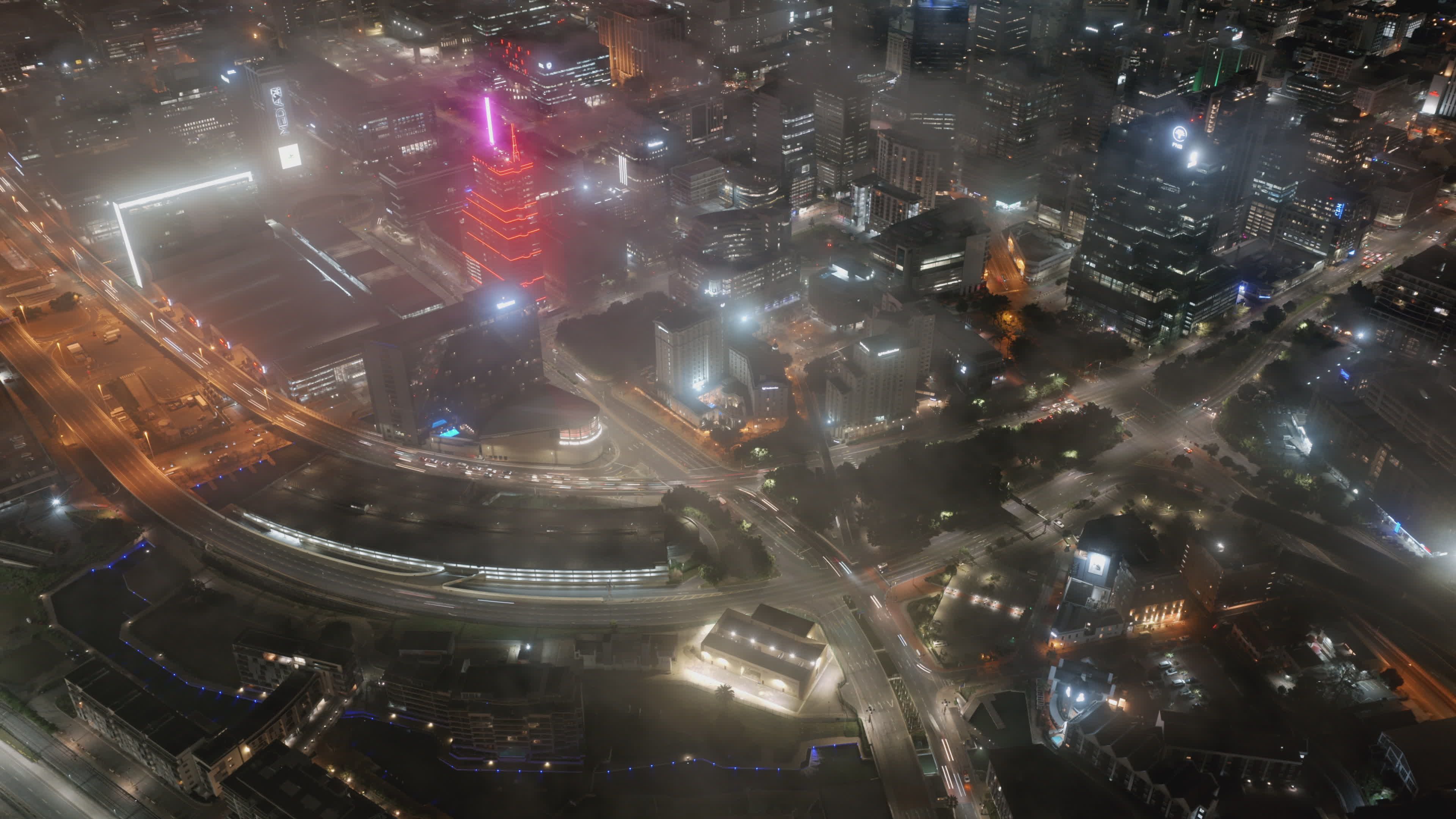 Aerial View of Illuminated Cityscape at Night Free Stock Video Footage ...