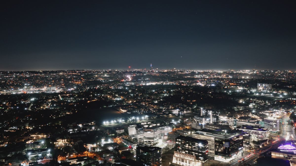 Stunning Aerial View of City Skyline at Night Free Stock Video Footage ...