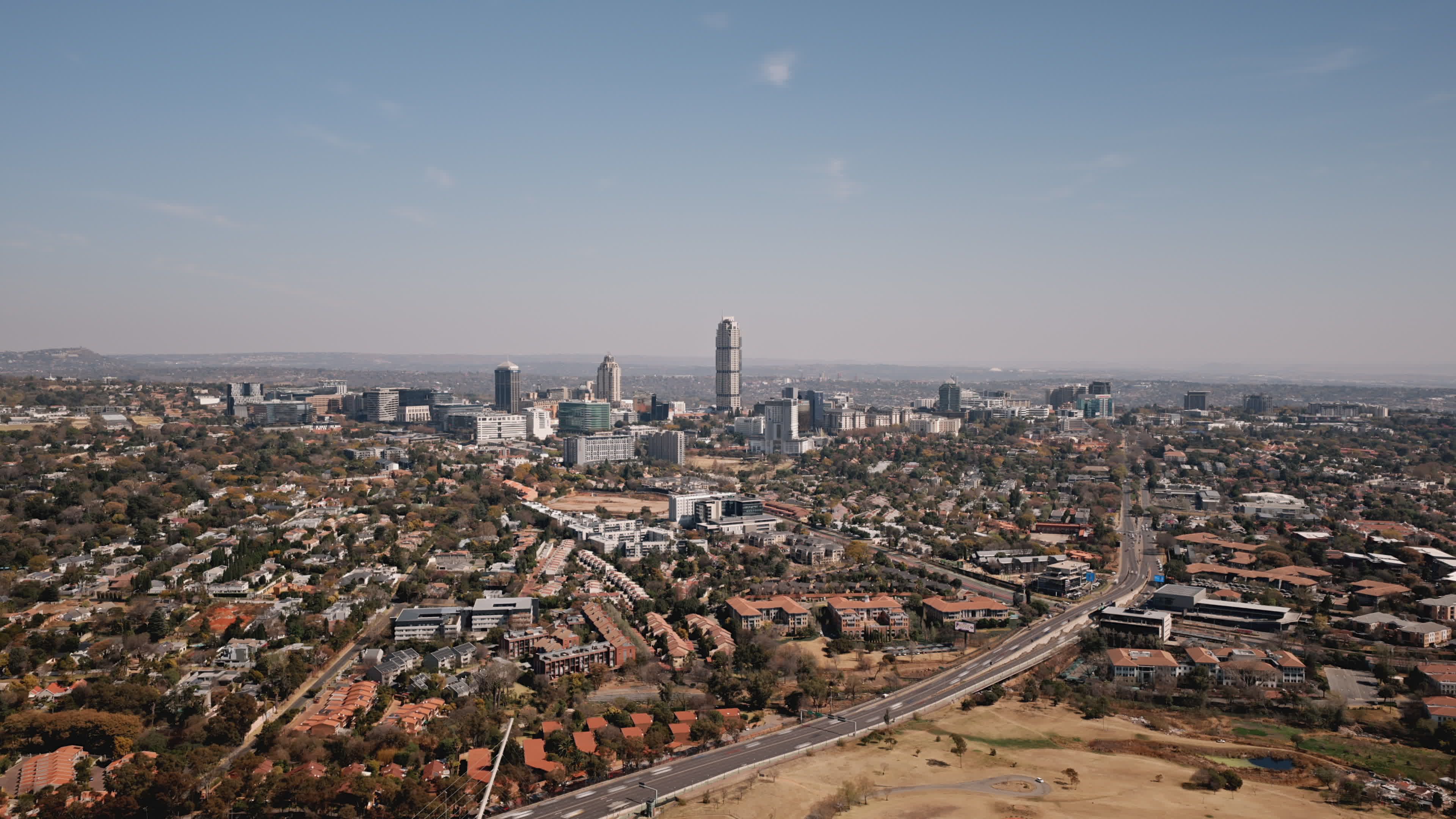 Aerial View of Johannesburg City Skyline Free Stock Video Footage ...