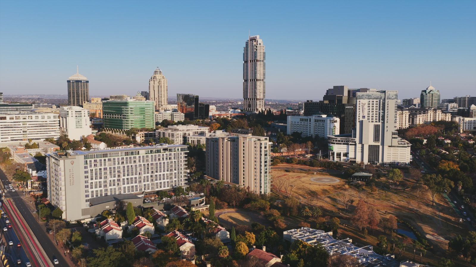 Aerial View of Sandton Skyline in Johannesburg Free Stock Video Footage ...