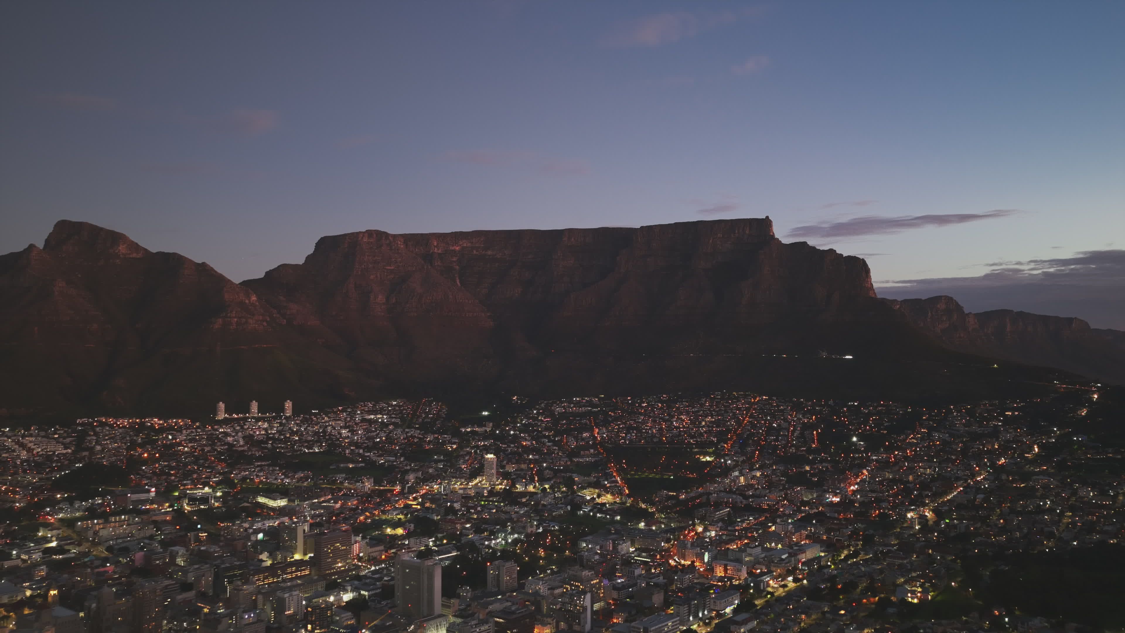 Aerial Night View of Cape Town Cityscape Free Stock Video Footage ...