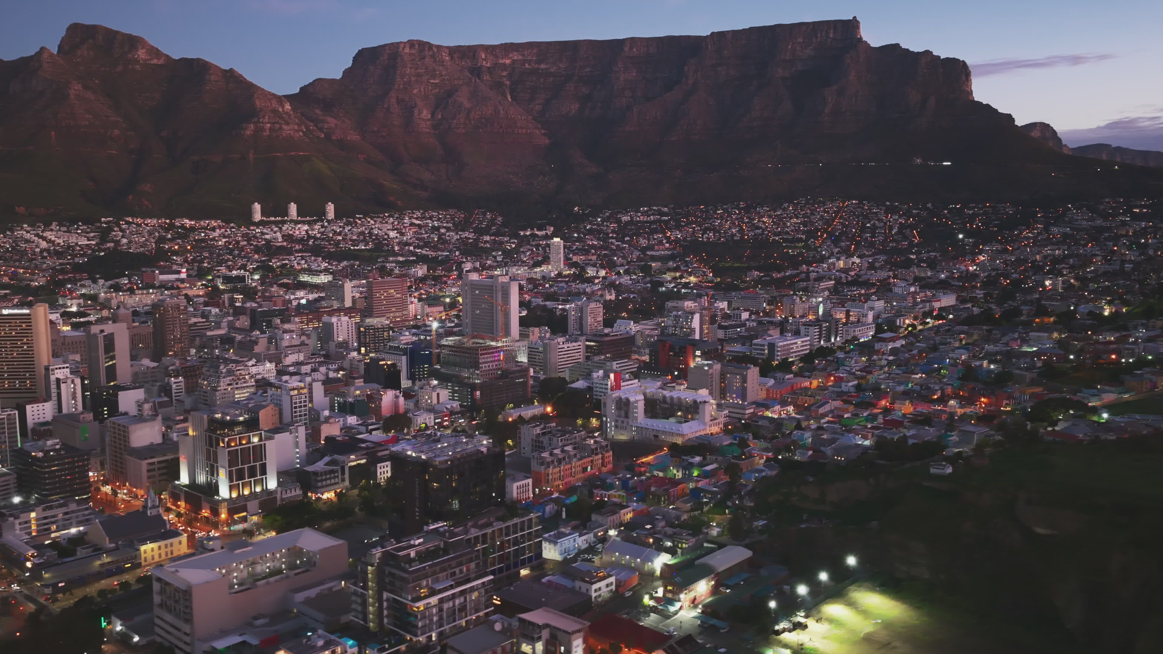 Stunning Aerial View of Cape Town at Night Free Stock Video Footage ...