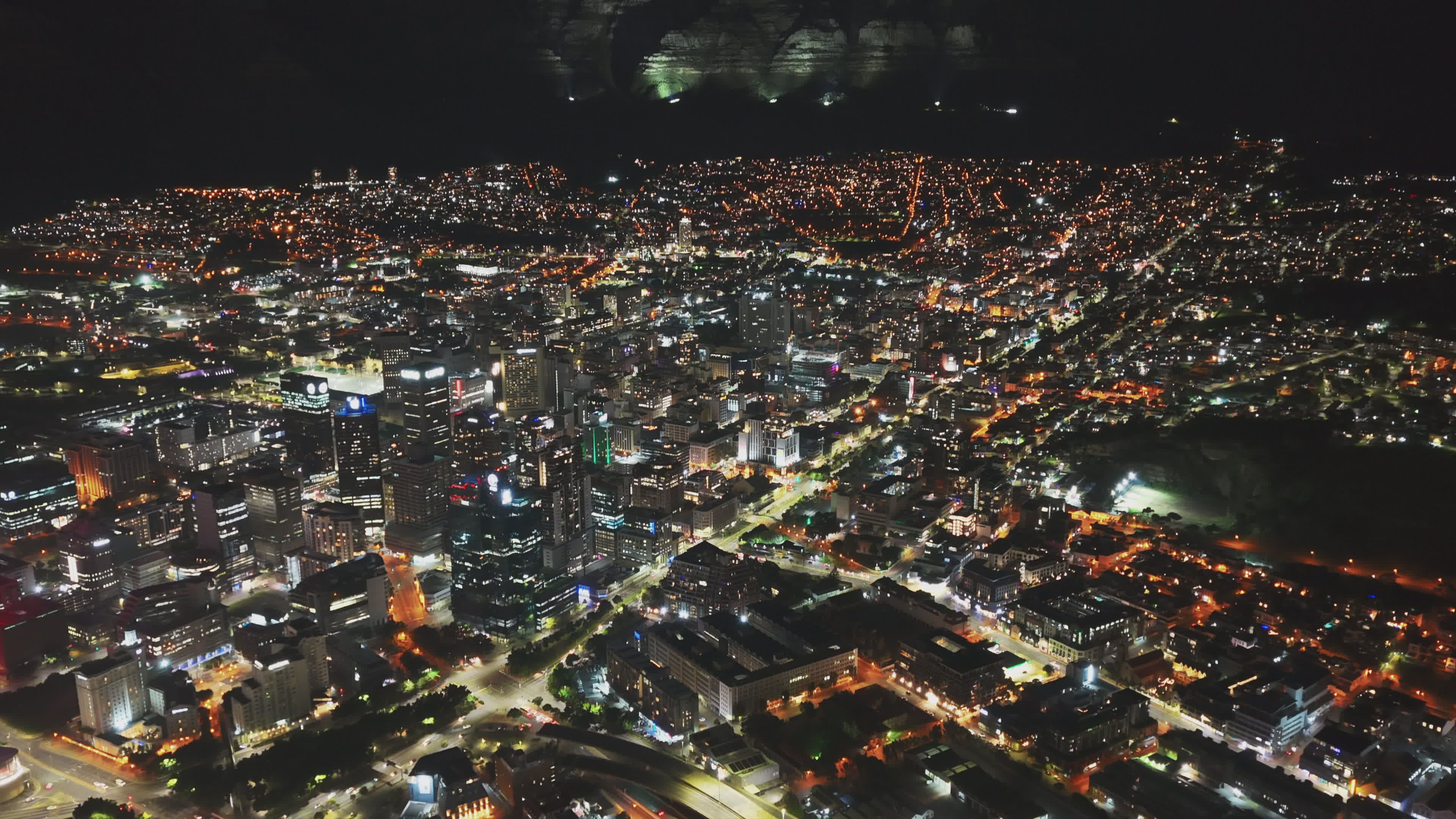 aerial night view of cape town cityscape 33646383 — free pexels stock footage