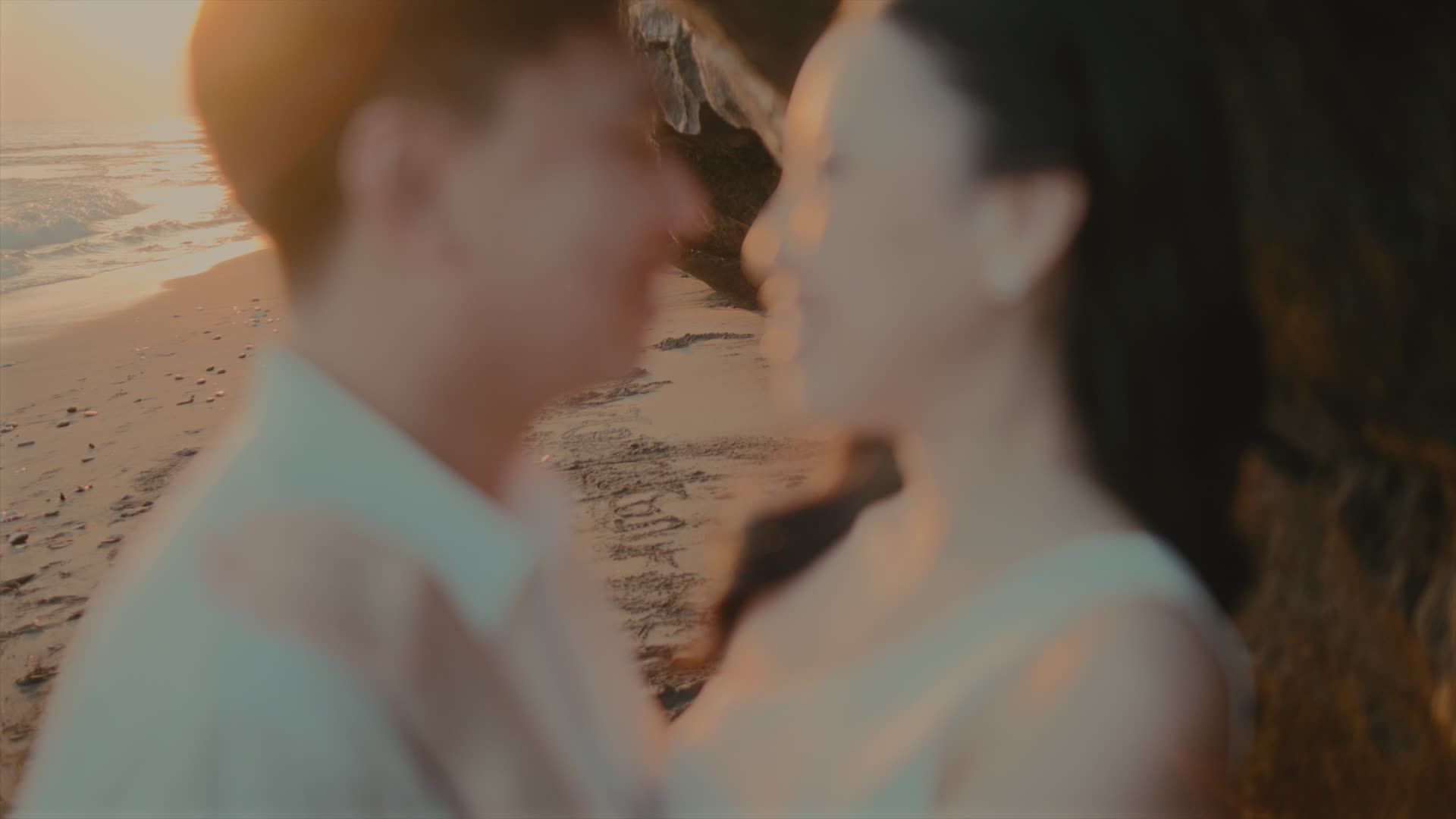 Romantic Beach Couple Embrace at Sunset Free Stock Video Footage ...