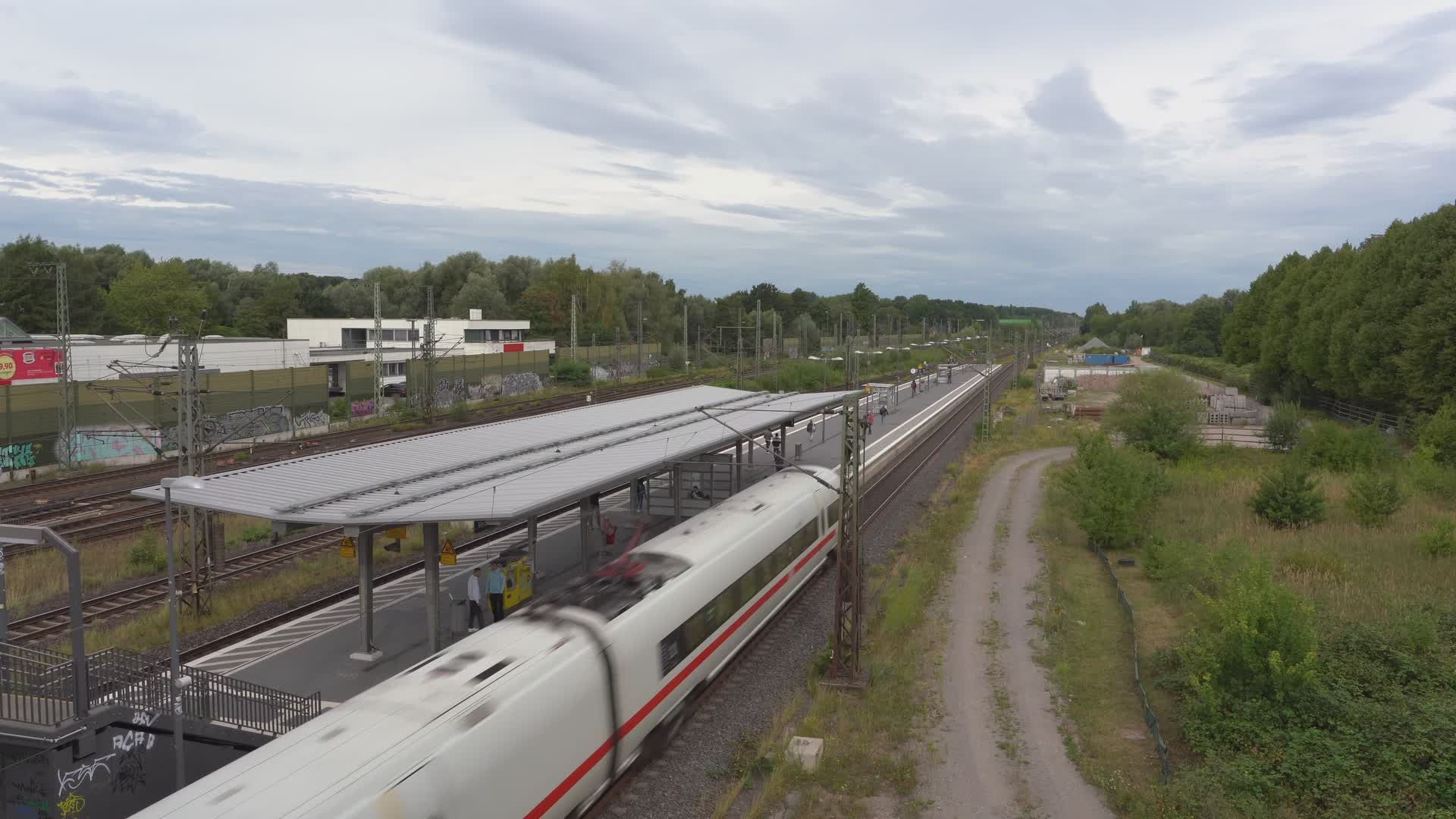 High-Speed Train Passing Rural Station in Germany Free Stock Video ...