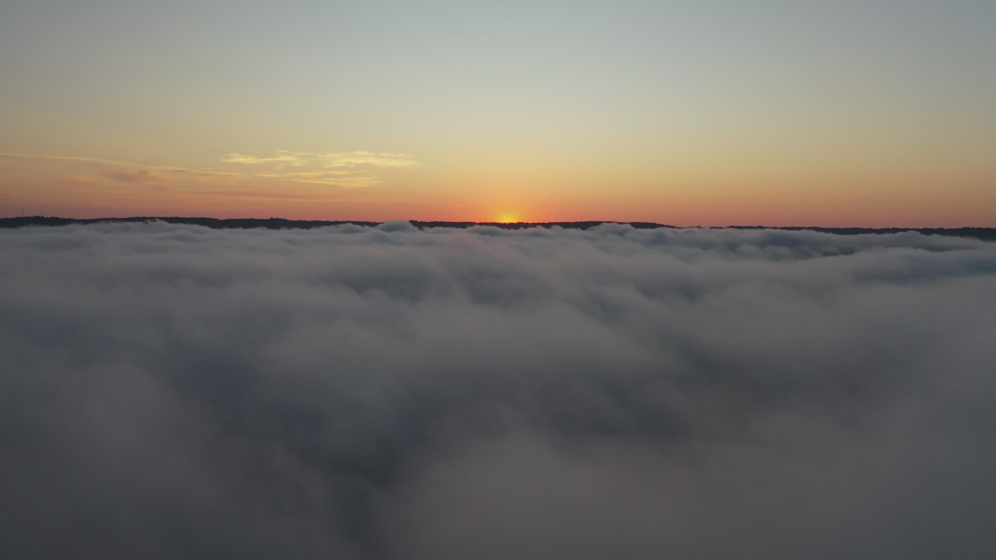 Gorgeous Sunrise Over Sea of Clouds Aerial View Free Stock Video ...