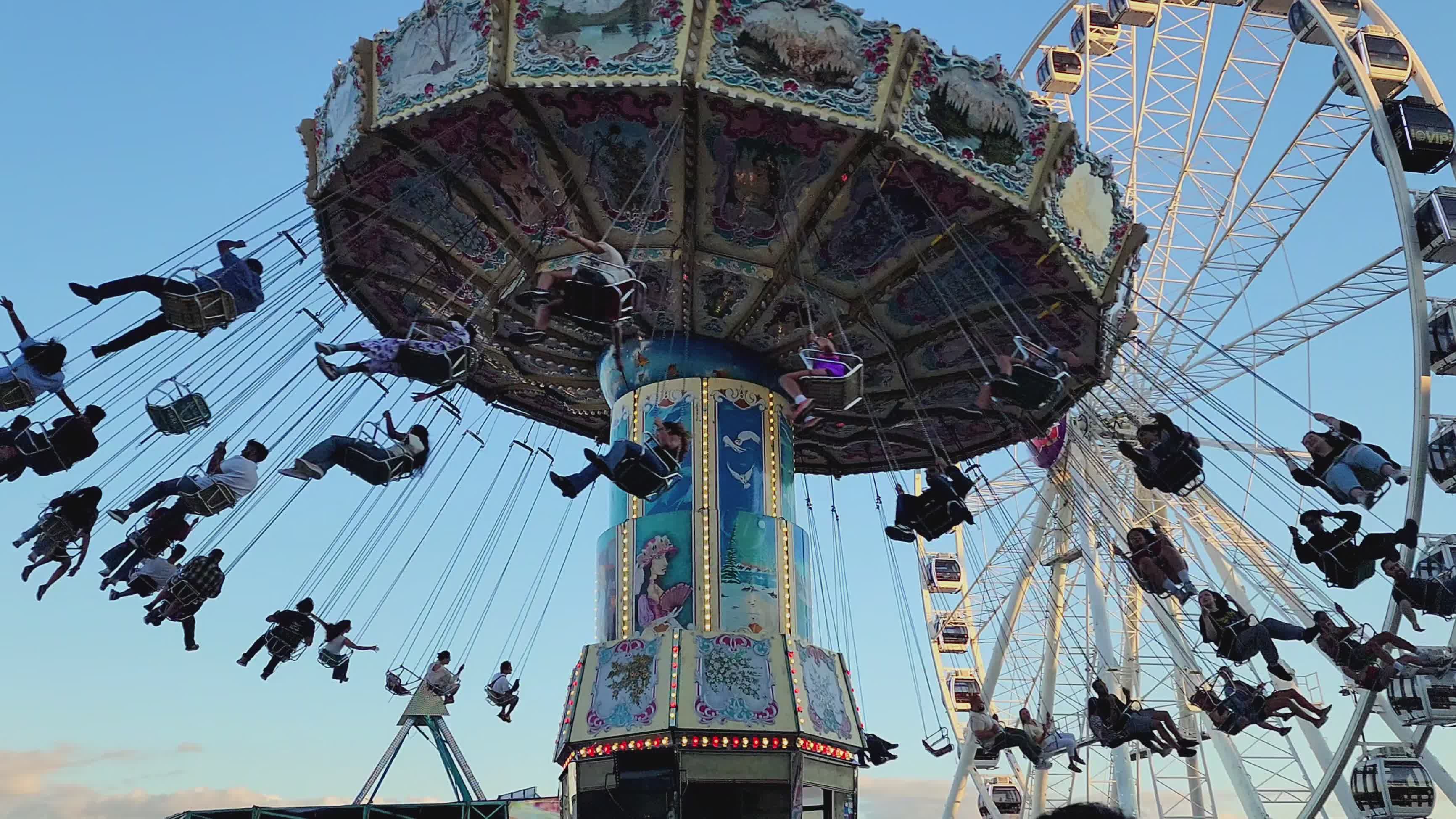 Exciting Thrill Ride at Amusement Park Free Stock Video Footage ...