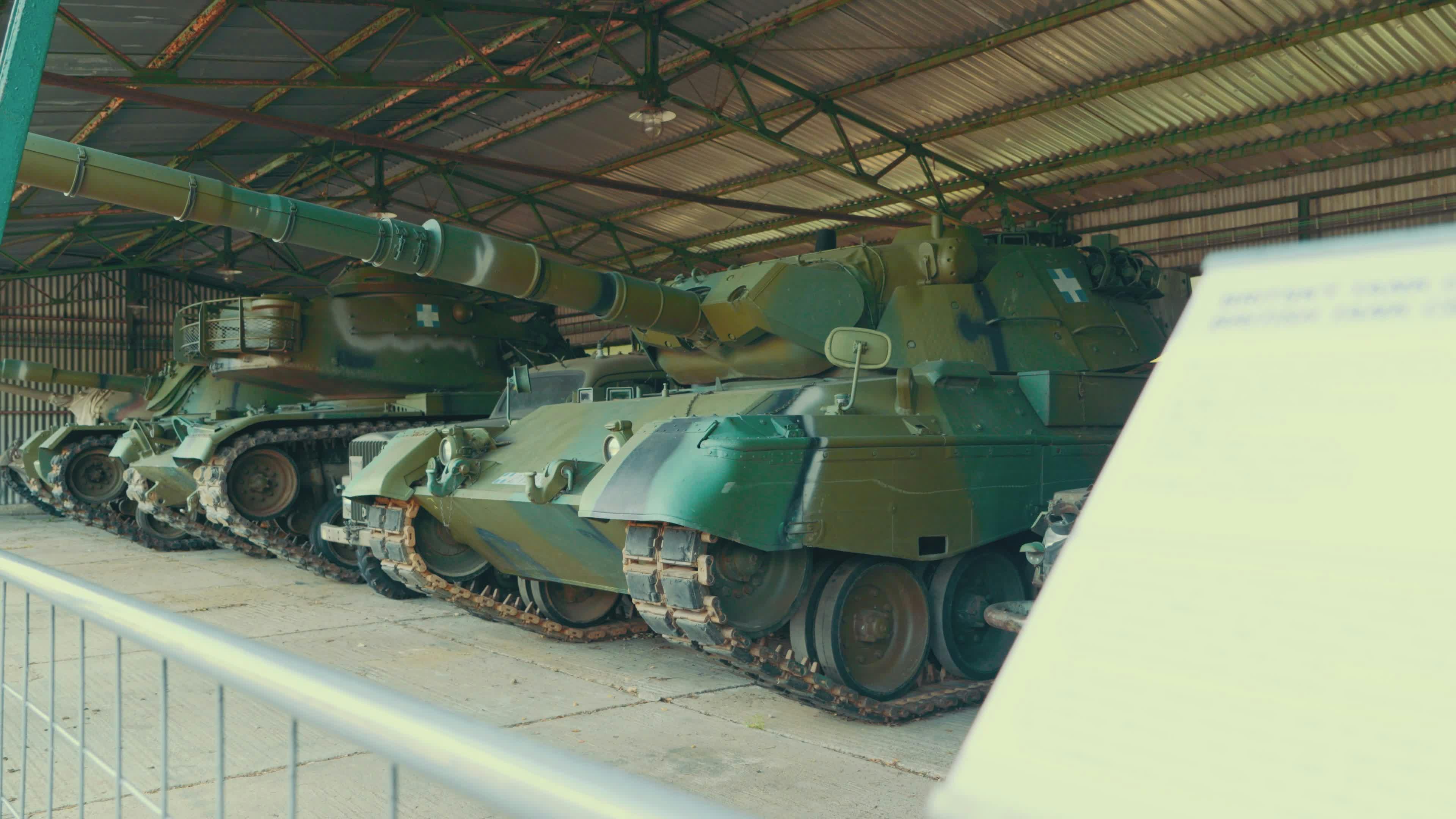 Military Tanks in Covered Outdoor Display Free Stock Video Footage ...