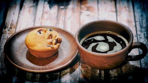 Muffin And Black Coffee For Breakfast