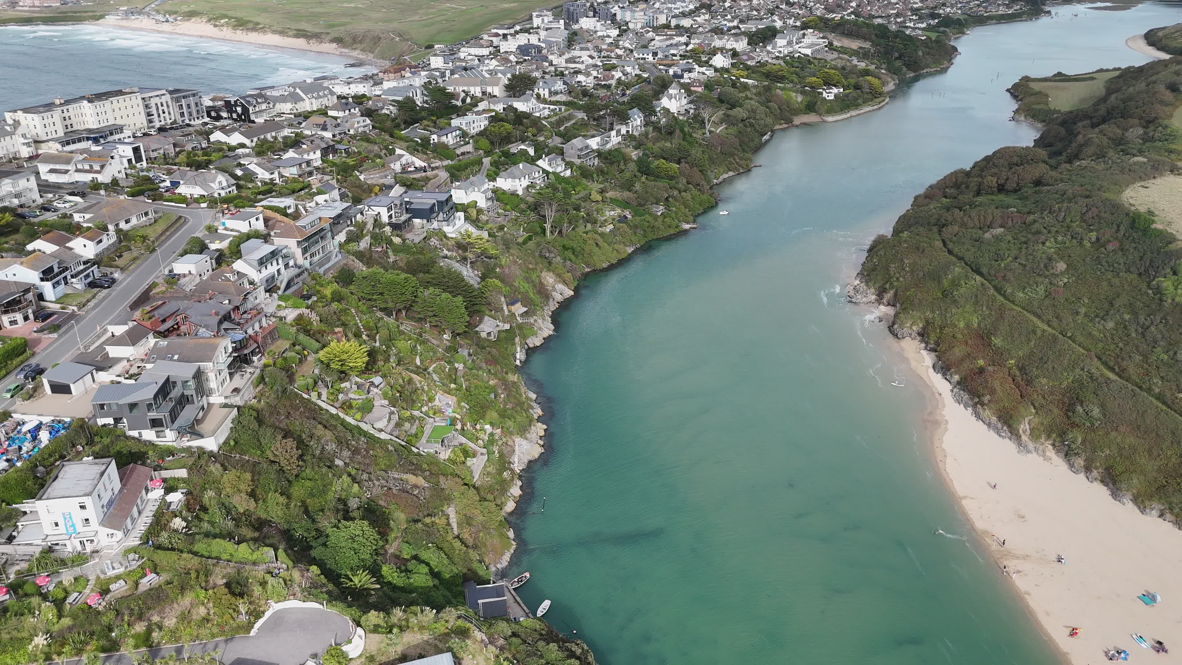 Aerial View of Scenic Coastal Town and River Free Stock Video Footage ...