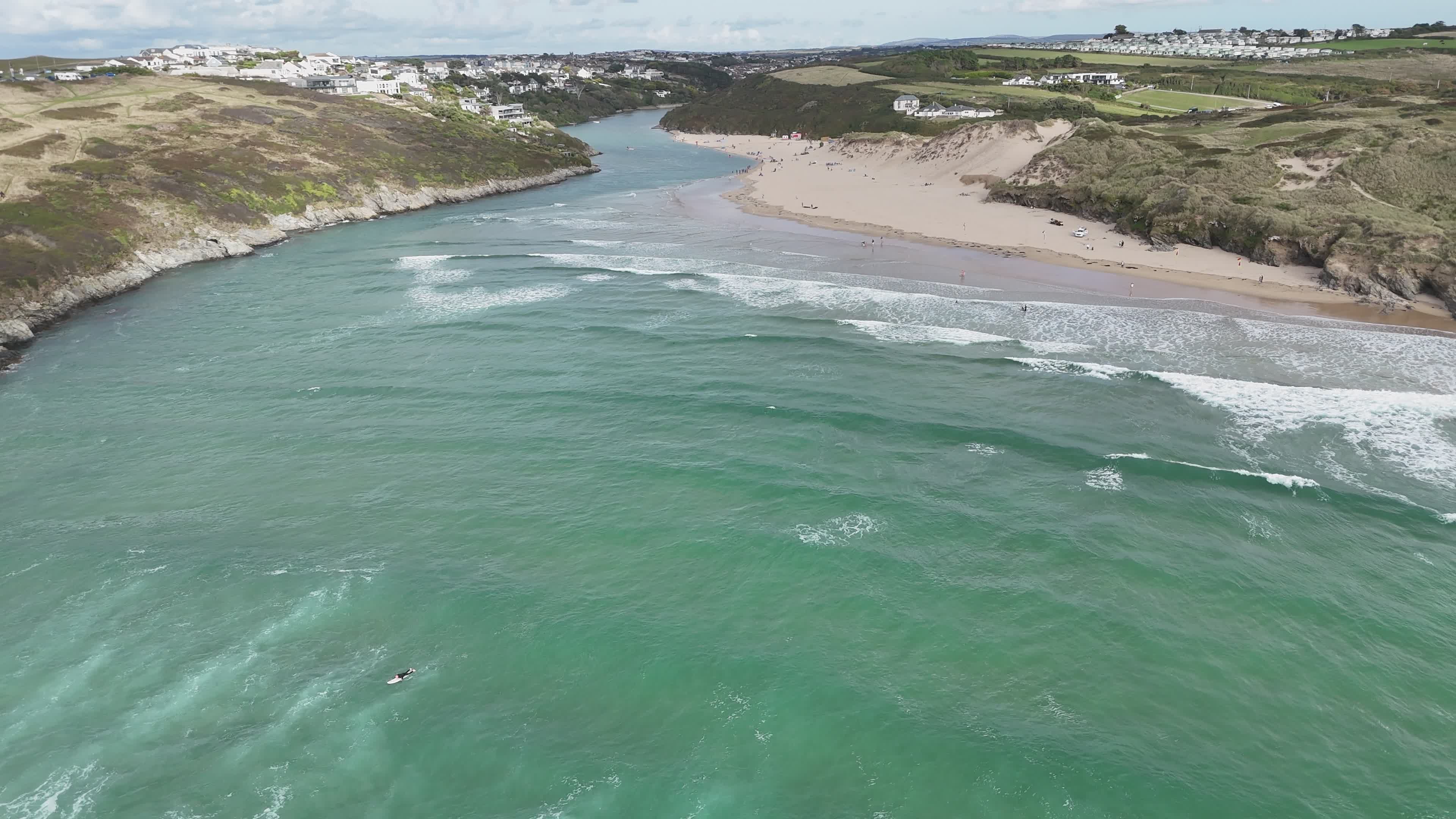Aerial View of Scenic Coastal Beach and River Free Stock Video Footage ...